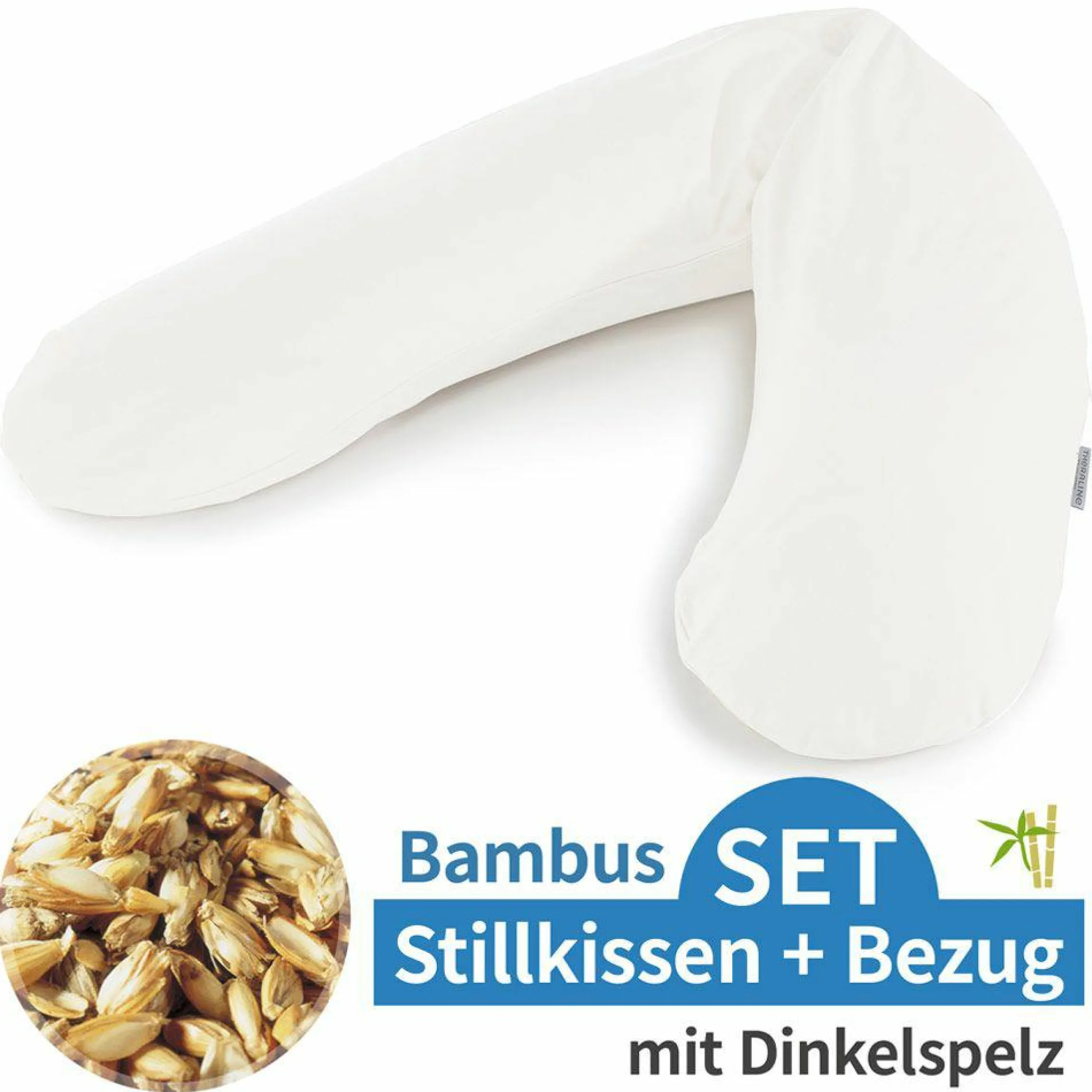 Stillkissen Das Original mit Dinkelspelz-Füllung inkl. Bezug Bamboo 190 cm - Wolkenweiß