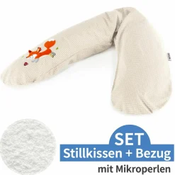 Stillkissen Das Original mit Mikroperlen-Füllung inkl. Bezug 190 cm - Knister Fuchs - Punkte Beige