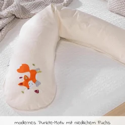 Stillkissen Das Original mit Mikroperlen-Füllung inkl. Bezug 190 cm - Knister Fuchs - Punkte Beige