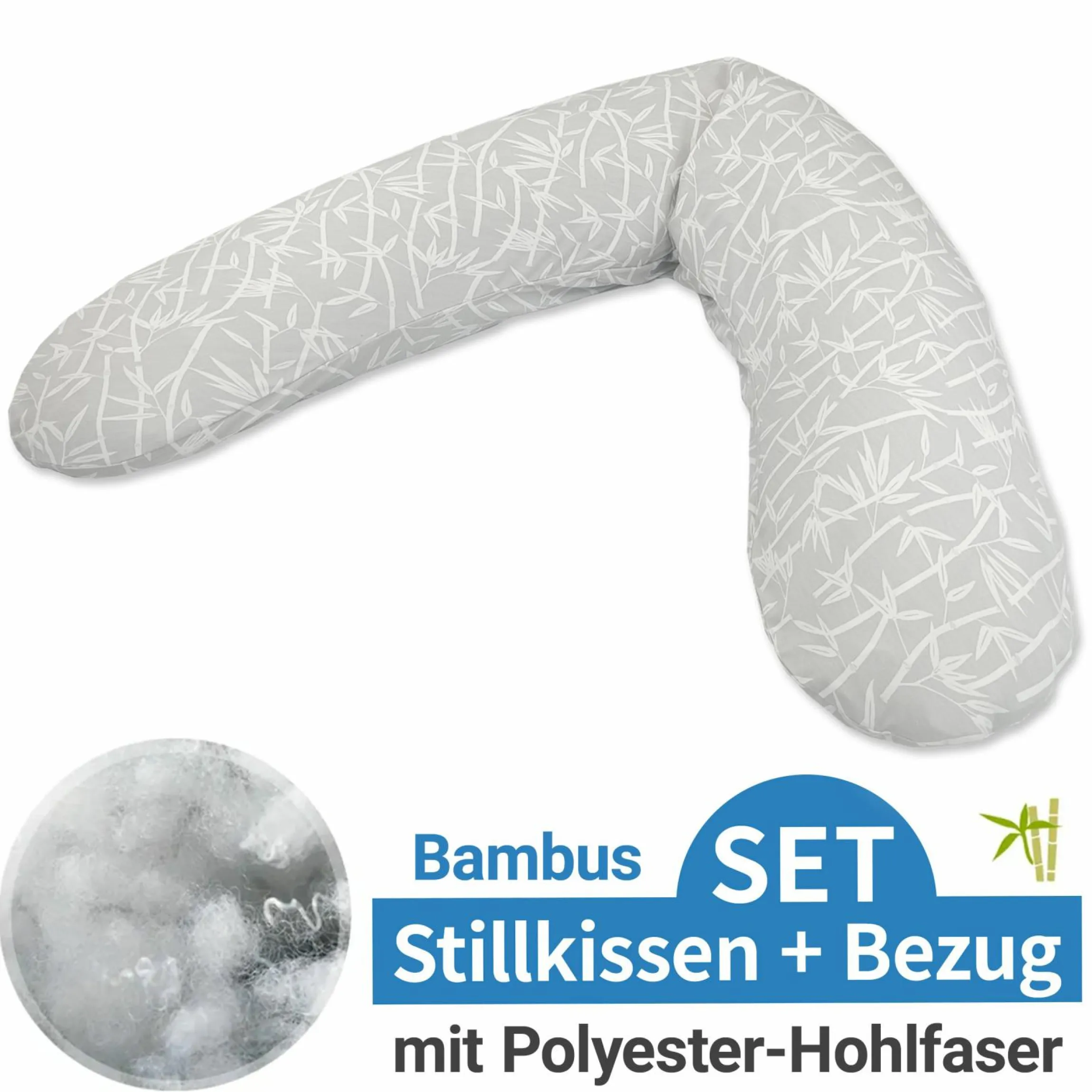 Stillkissen Das Original mit Polyesterhohlfaser-Füllung inkl. Bezug Bamboo 190 cm - Bambuswald