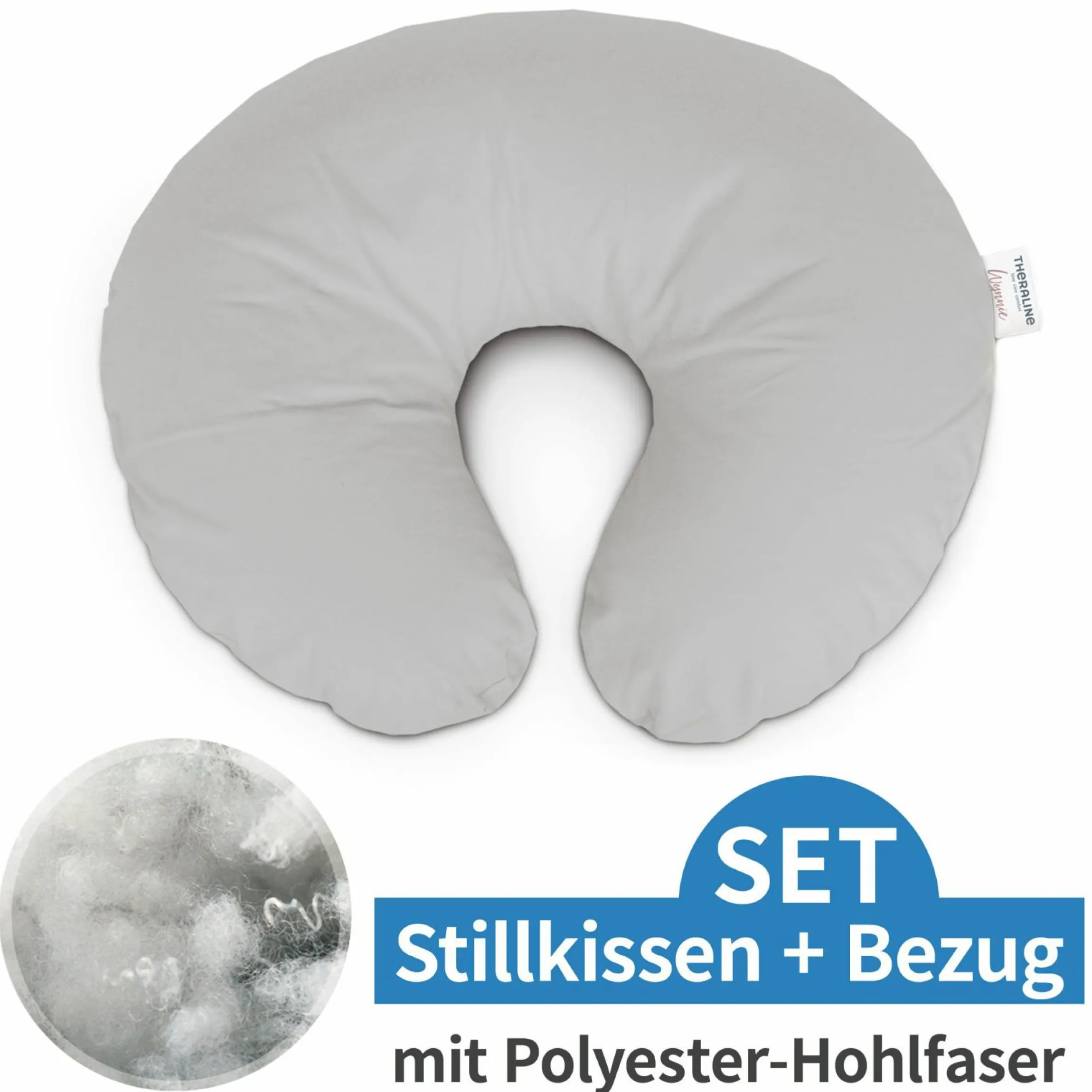 Stillkissen Das Wynnie mit Polyesterhohlfaser-Füllung inkl. Bezug Jersey - Grau