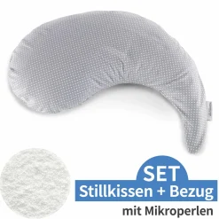 Stillkissen Das Yinnie mit Mikroperlen-Füllung inkl. Bezug 135 cm - Punkte - Grau