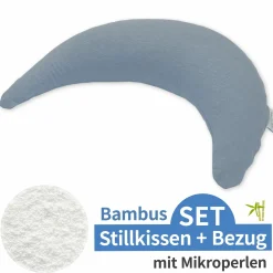 Stillkissen Der Bambusmond - mit Mikroperlen-Füllung inkl. Bezug Bamboo 140 cm - Melange Blau-Grau