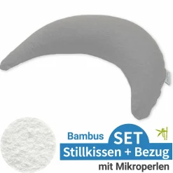 Stillkissen Der Bambusmond - mit Mikroperlen-Füllung inkl. Bezug Bamboo 140 cm - Melange Mittelgrau
