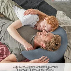Stillkissen Der Bambusmond - mit Mikroperlen-Füllung inkl. Bezug Bamboo 140 cm - Melange Mittelgrau
