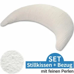 Stillkissen Der Musselinmond - mit feiner Perlen-Füllung inkl. Bezug 140 cm - Sandbeige