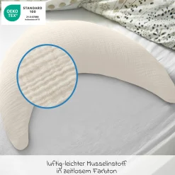 Stillkissen Der Musselinmond - mit feiner Perlen-Füllung inkl. Bezug 140 cm - Sandbeige