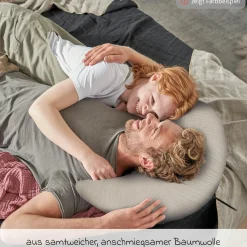 Stillkissen Der Musselinmond - mit feiner Perlen-Füllung inkl. Bezug 140 cm - Lichtgrau
