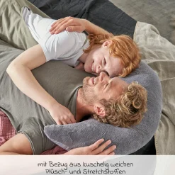 Stillkissen Der Plüschmond mit Mikroperlen-Füllung 140 cm - Steingrau