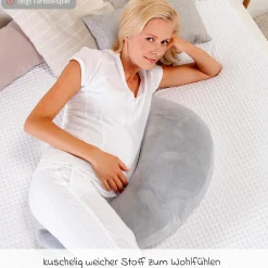 Stillkissen Der Plüschmond mit Mikroperlen-Füllung 140 cm - Taupe
