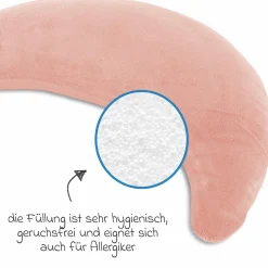 Stillkissen Der Plüschmond mit Mikroperlen-Füllung 140 cm - Puderrosa