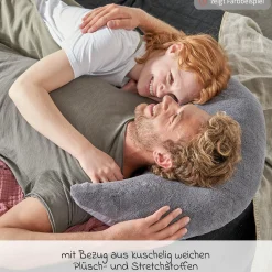 Stillkissen Der Plüschmond mit Mikroperlen-Füllung 140 cm - Puderrosa