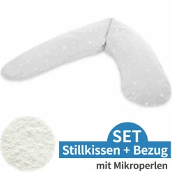 Stillkissen Dodo mit Mikroperlen-Füllung inkl. Bezug 170 cm - Sternchen - Grau