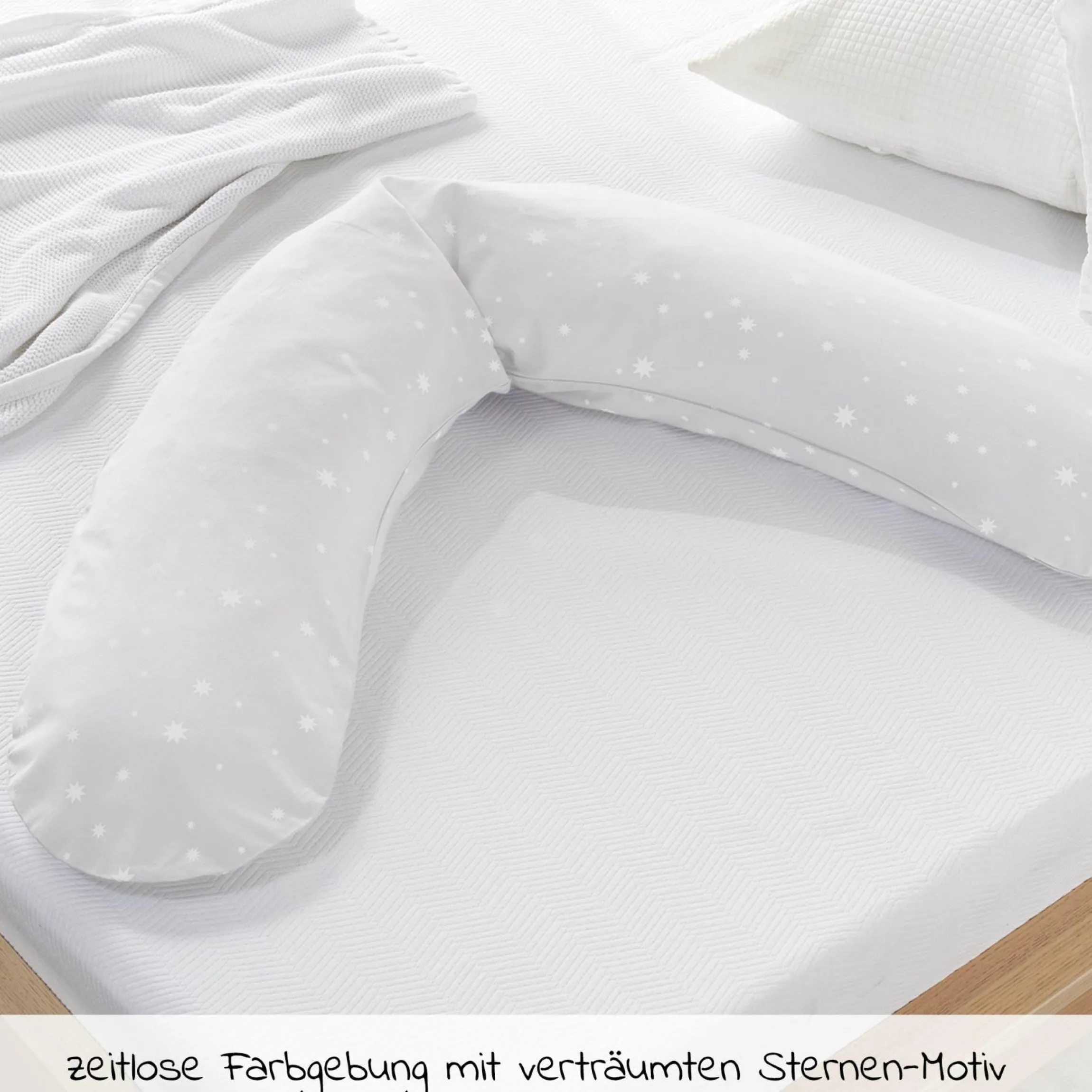 Stillkissen Dodo mit Mikroperlen-Füllung inkl. Bezug 170 cm - Sternchen - Grau
