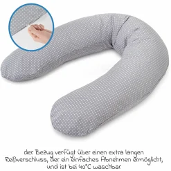 Stillkissen Dodo Premium by Theraline 180 cm - Polka Dots - Grau