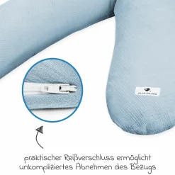 Stillkissen Mikroperlen-Füllung inkl. Bezug 190 cm - Musselin - Denim