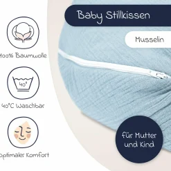 Stillkissen Mikroperlen-Füllung inkl. Bezug 190 cm - Musselin - Denim