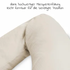Stillkissen Mikroperlen-Füllung inkl. Bezug 190 cm - Musselin - Sand