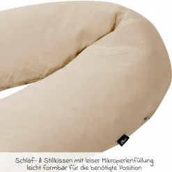 Stillkissen mit Mikroperlen-Füllung inkl. Bezug Musselin 190 cm - Sand-Beige