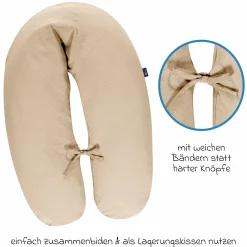 Stillkissen mit Mikroperlen-Füllung inkl. Bezug Musselin 190 cm - Sand-Beige