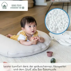 Stillkissen Softy - mit Mikroperlen-Füllung inkl. Organic Cotton Bezug 150 cm - Tetra Green