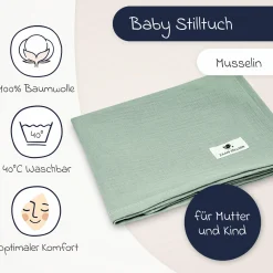 Stilltuch / Sichtschutz beim Stillen - Musselin - Grün