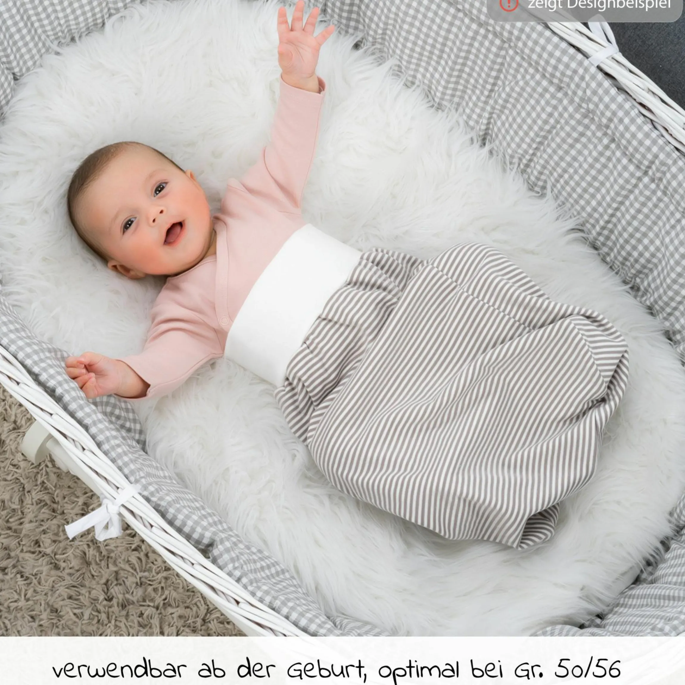 Strampelsack Baby - Weiß-Taupe