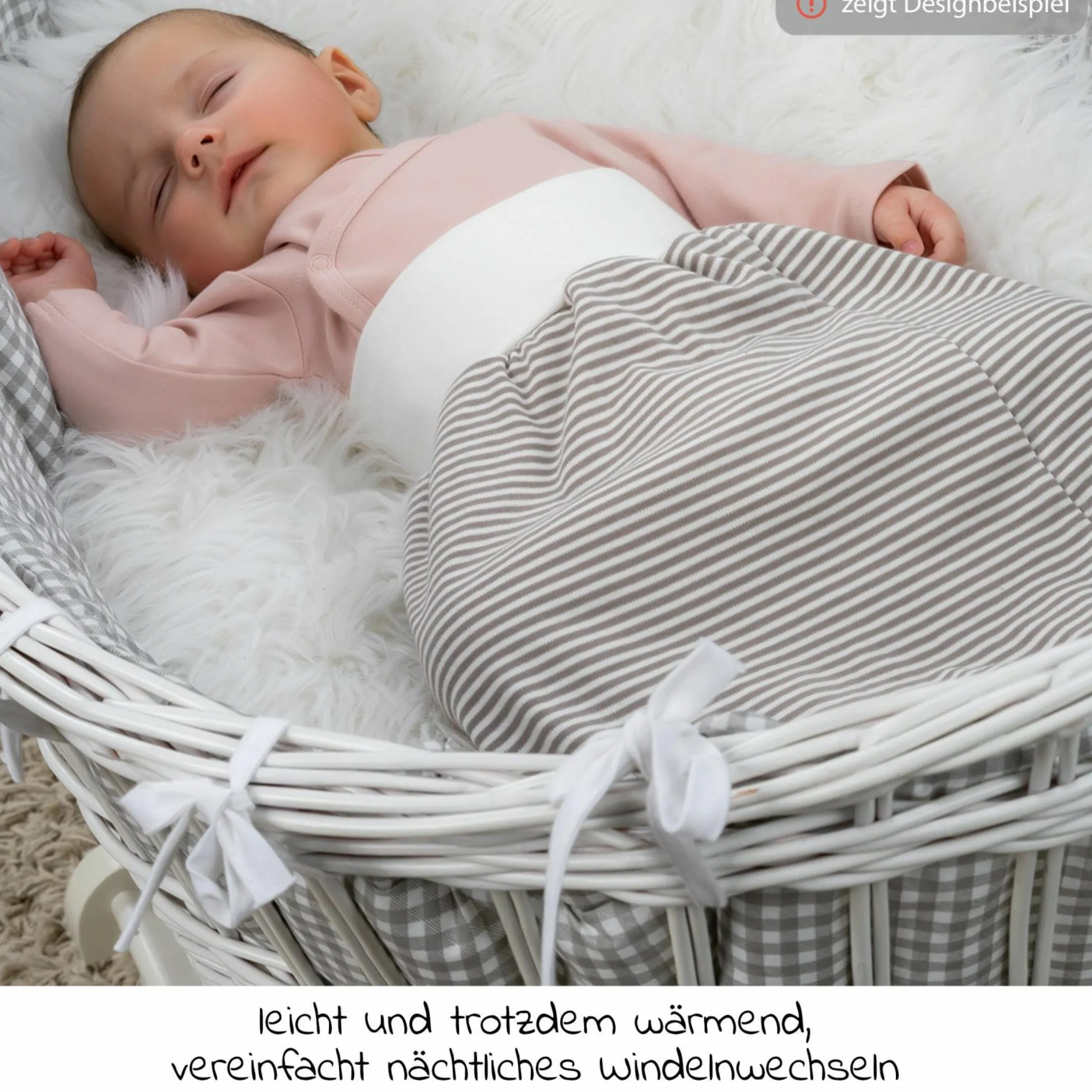 Strampelsack Baby - Weiß-Taupe