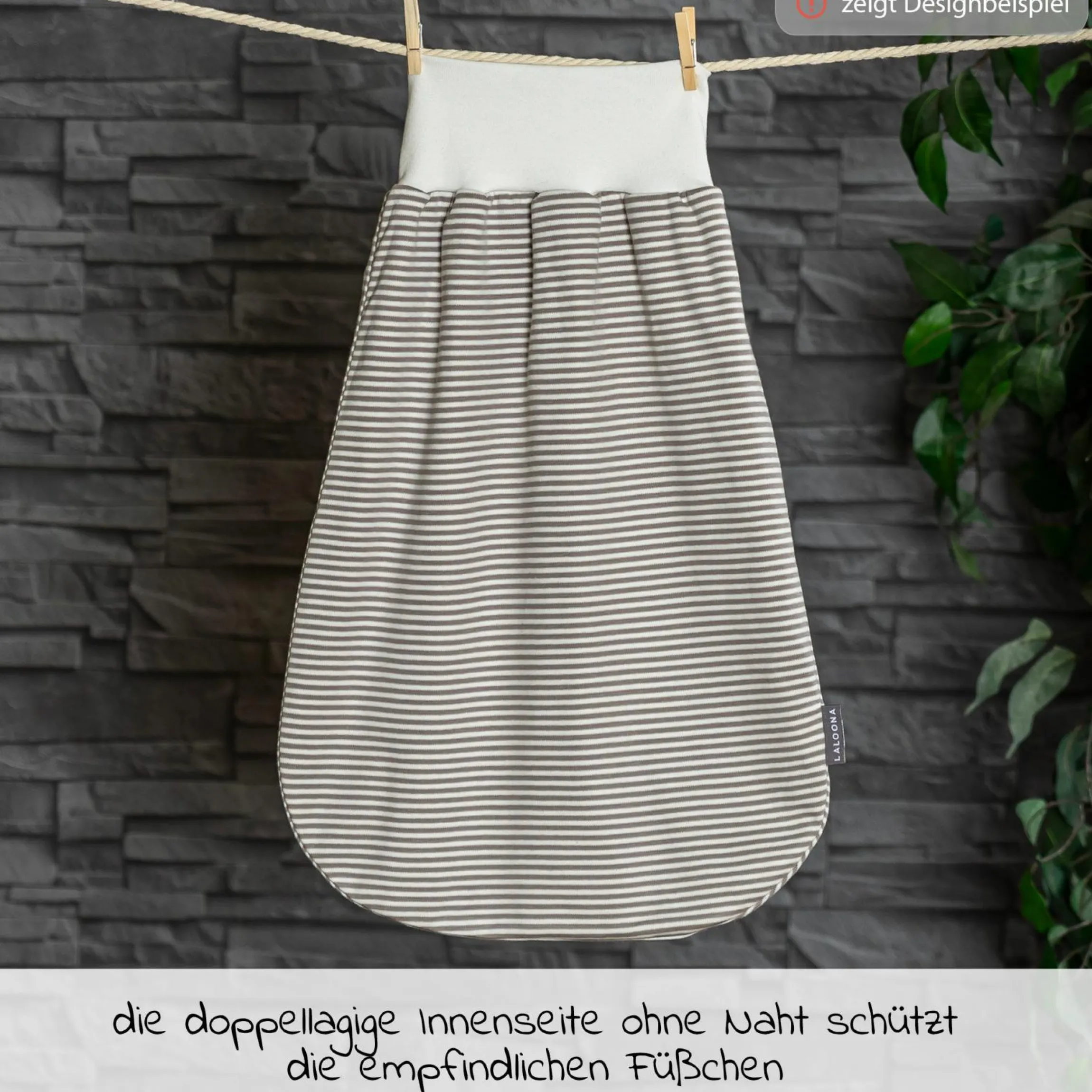 Strampelsack Baby - Weiß-Taupe