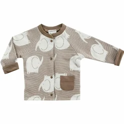 Strickjacke - Elefant Allover - Ringel Mokka - Gr. 62