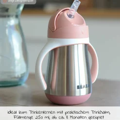 Strohhalmbecher Edelstahl - Old Pink - Gr. 250 ml