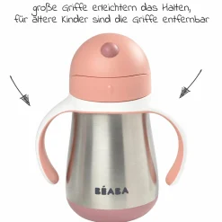 Strohhalmbecher Edelstahl - Old Pink - Gr. 250 ml