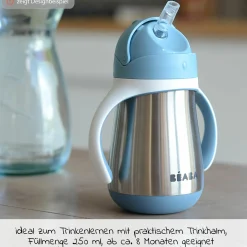 Strohhalmbecher Edelstahl - Windy Blue - Gr. 250 ml