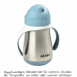 Strohhalmbecher Edelstahl - Windy Blue - Gr. 250 ml
