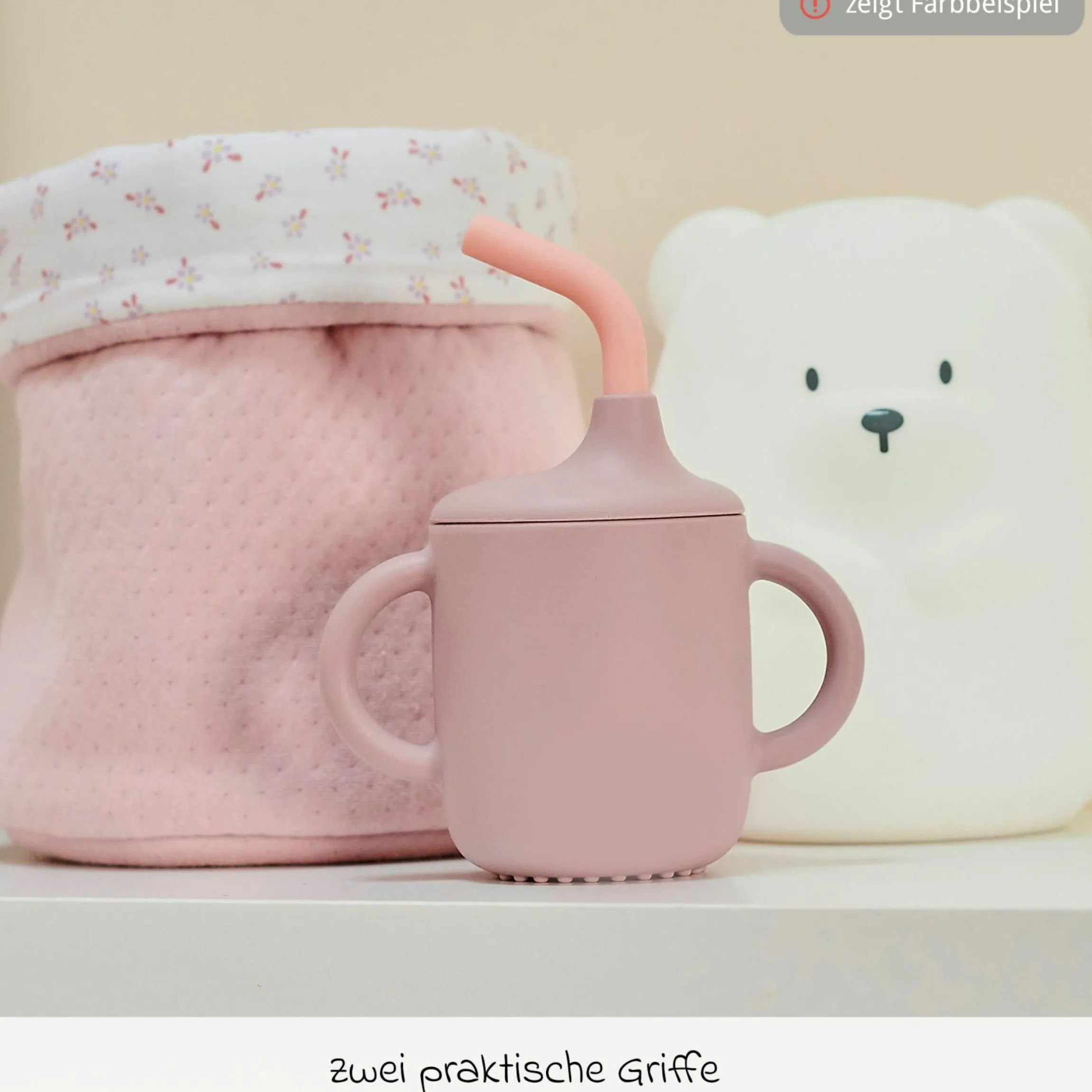 Strohhalm-Becher mit Griffen Silikon - Green