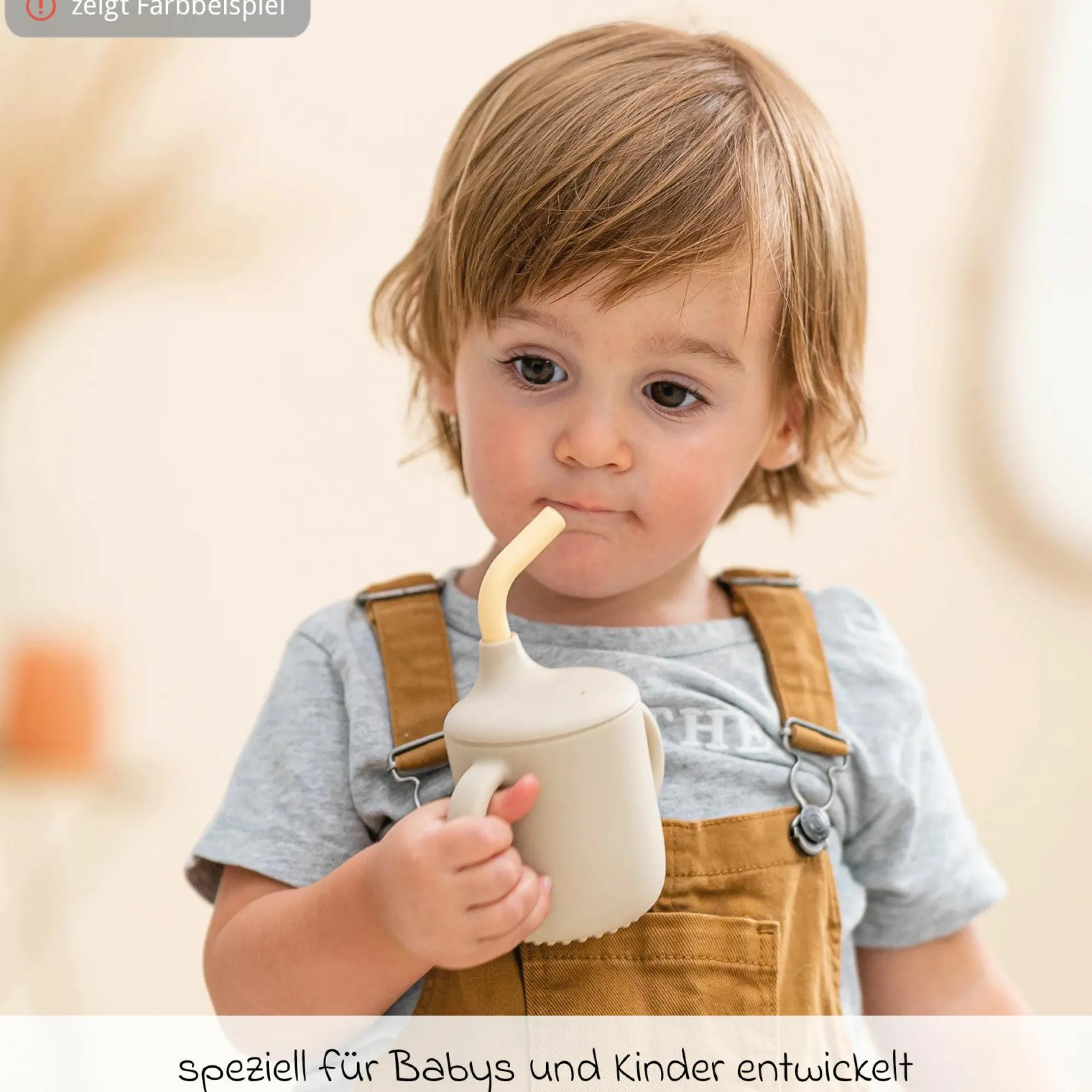 Strohhalm-Becher mit Griffen Silikon - Green
