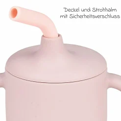 Strohhalm-Becher mit Griffen Silikon - Pink