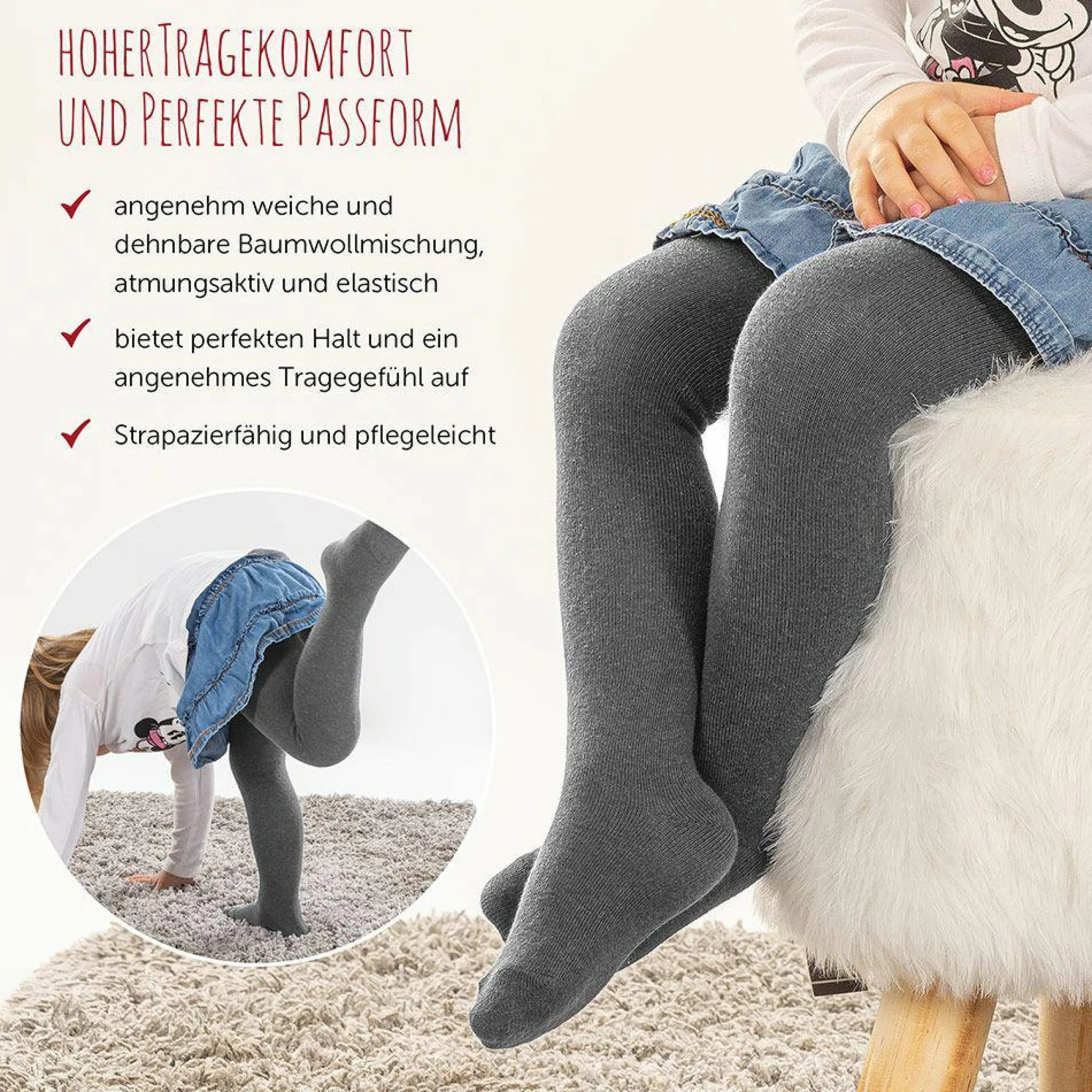 Strumpfhose 4er Pack - Natur Anthrazit-Melange - Gr. 86/92