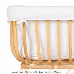 Stubenbett / Standwiege Rattan inkl. Matratze + Nestchen - Offwhite