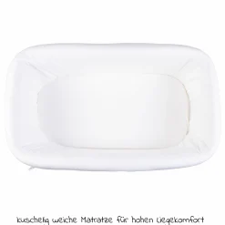Stubenbett / Standwiege Rattan inkl. Matratze + Nestchen - Offwhite