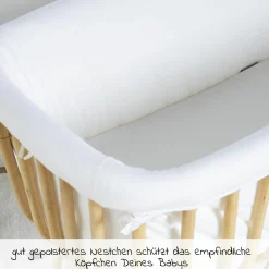 Stubenbett / Standwiege Rattan inkl. Matratze + Nestchen - Offwhite