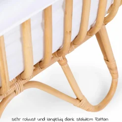 Stubenbett / Standwiege Rattan inkl. Matratze + Nestchen - Offwhite