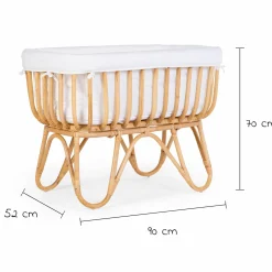 Stubenbett / Standwiege Rattan inkl. Matratze + Nestchen - Offwhite