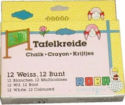 Tafelkreide 12x Bunt, 12x Weiß