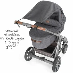 3-teiliges Sommer- & Schutzset für Kinderwagen mit Sonnensegel, Insektenschutz & Getränkehalter