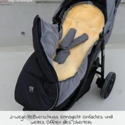 Thermo-Fleece Fußsack mit Lammfelleinlage Lukky Look für Joie-Kinderwagen - Anthrazit