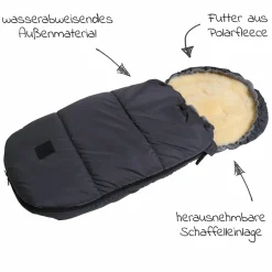 Thermo-Fleece Fußsack mit Lammfelleinlage Lukky Look für Joie-Kinderwagen - Anthrazit