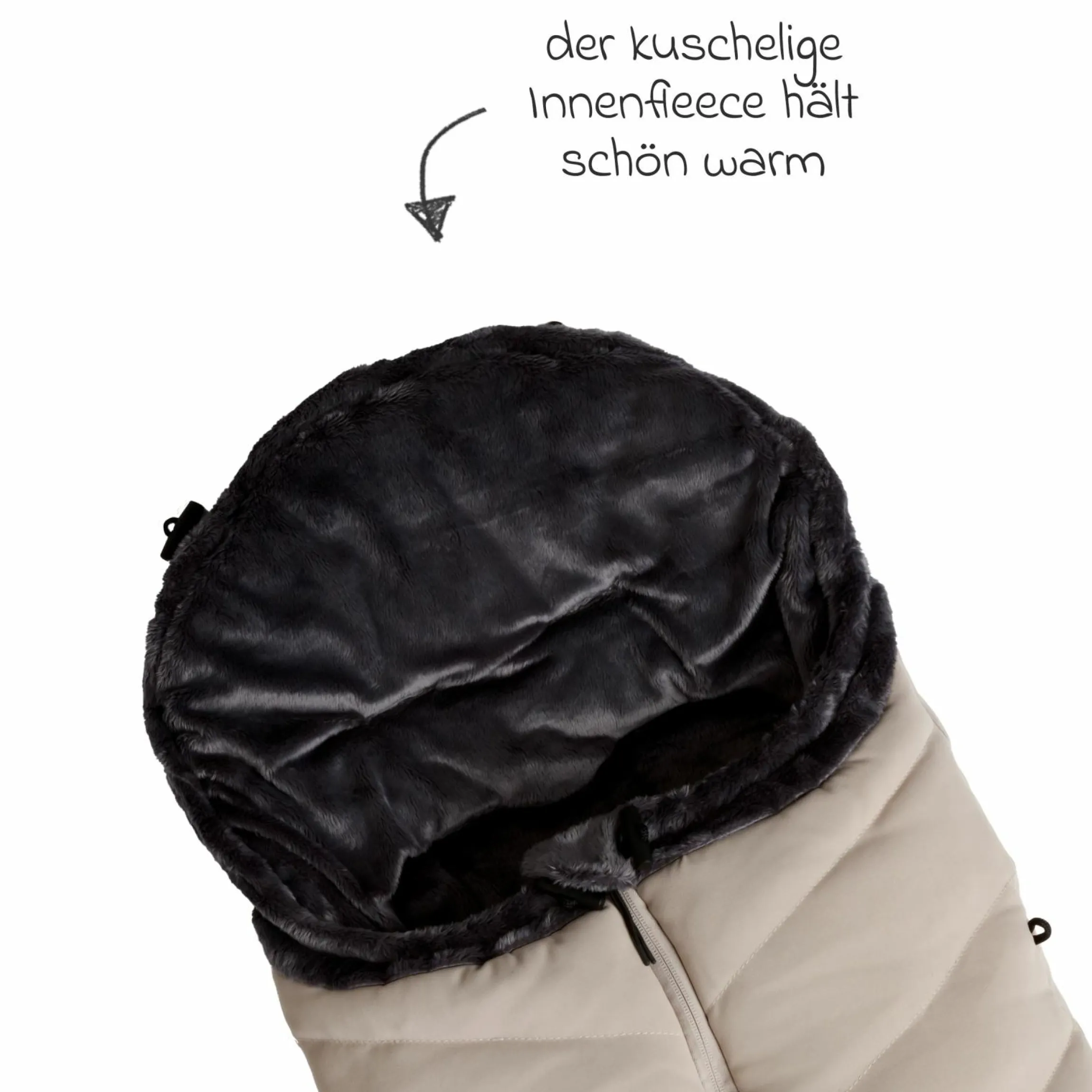Thermo-Fleece Fußsack mit verlängerbarem Fußteil - Sand - Kollektion 2025