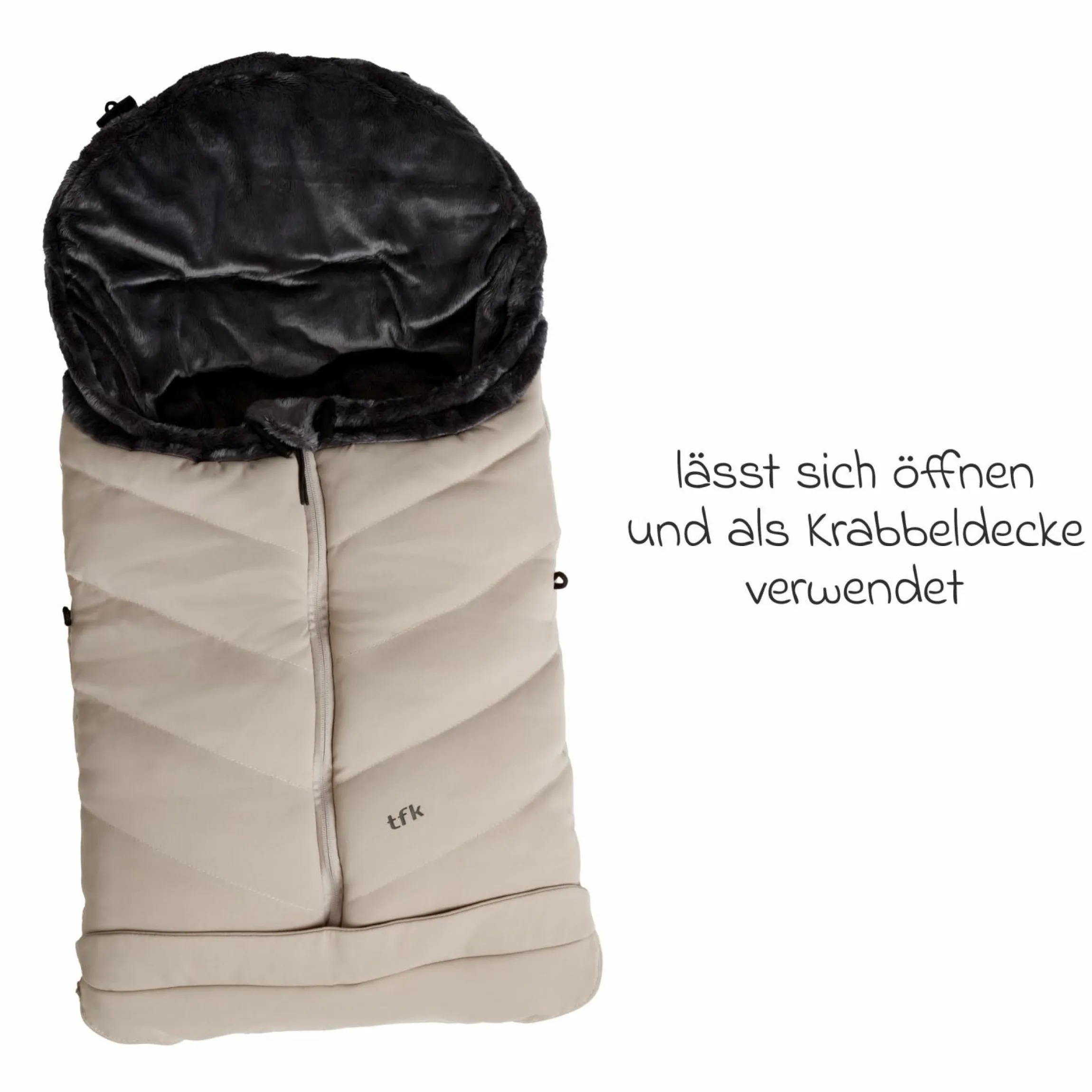 Thermo-Fleece Fußsack mit verlängerbarem Fußteil - Sand - Kollektion 2025