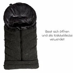 Thermo-Fleece Fußsack mit verlängerbarem Fußteil - Premium Schwarz - Kollektion 2025